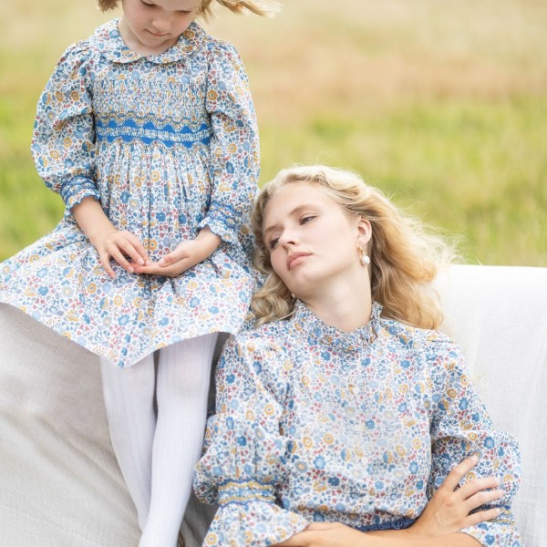 Antoinette Dress with Golden Dusk Hand Smocking Made With Liberty D’anjo
