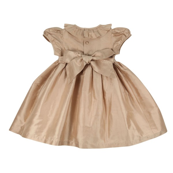 Diana Special Occasion Dress Champagne Silk with Gypsophila Hand Smocking Diana Special Occasion Dress Champagne Silk with Gypsophila Hand Smocking
