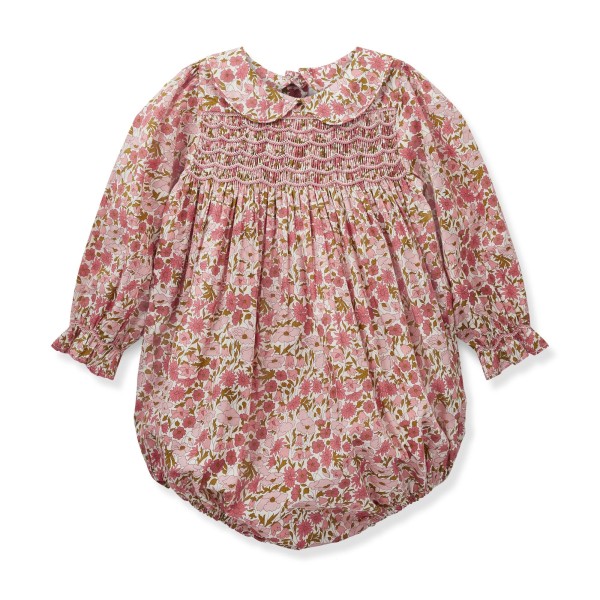 Jane Austen Romper with Raspberry Crumble Hand Smocking made with Liberty Poppies and Daisies Jane Austen Romper with Raspberry Crumble Hand Smocking made with Liberty Poppies and Daisies