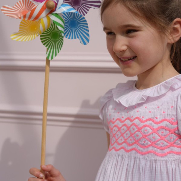 Katherine Johnson Dress Pink Grid Cotton with Strawberrylicious Hand Smocking Katherine Johnson Dress Pink Grid Cotton with Strawberrylicious Hand Smocking