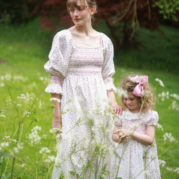 Katherine Johnson Dress Rosebud Plumetti with Vintage Rose Hand Smocking Katherine Johnson Dress Rosebud Plumetti with Vintage Rose Hand Smocking