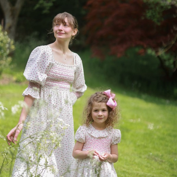 Katherine Johnson Dress Rosebud Plumetti with Vintage Rose Hand Smocking Katherine Johnson Dress Rosebud Plumetti with Vintage Rose Hand Smocking
