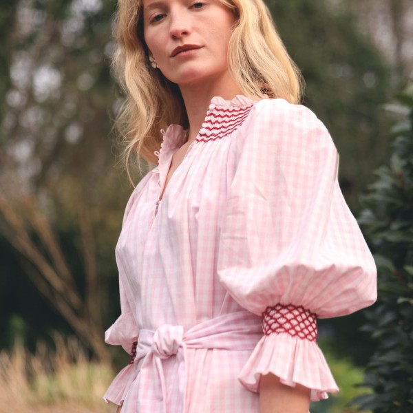 Ada Lovelace Dress Sugar and Spice Gingham with Ruby Hand Smocking Ada Lovelace Dress Sugar and Spice Gingham with Ruby Hand Smocking