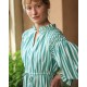 Aloha Wanderwell Dress Wimbledon Stripe with White Honeycomb Hand Smocking Aloha Wanderwell Dress Wimbledon Stripe with White Honeycomb Hand Smocking