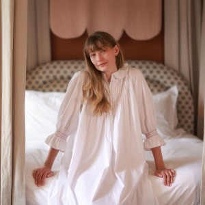 Bessie Coleman Women's Dress Moonstone Cotton with Kir Royale Hand Smocking Bessie Coleman Women's Dress Moonstone Cotton with Kir Royale Hand Smocking