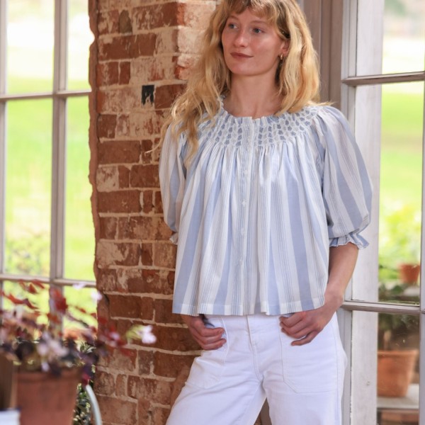 Cleopatra Blouse Maine Stripe with Seaside Hand Smocking Edition 39 Cleopatra Blouse Maine Stripe with Seaside Hand Smocking Edition 39