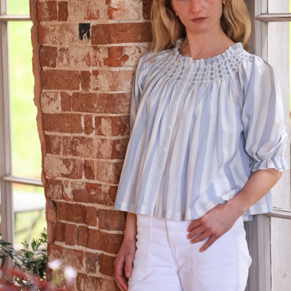 Cleopatra Blouse Maine Stripe with Seaside Hand Smocking Edition 39 Cleopatra Blouse Maine Stripe with Seaside Hand Smocking Edition 39