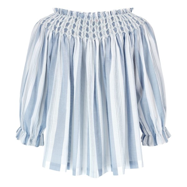 Cleopatra Blouse Maine Stripe with Seaside Hand Smocking Edition 39 Cleopatra Blouse Maine Stripe with Seaside Hand Smocking Edition 39