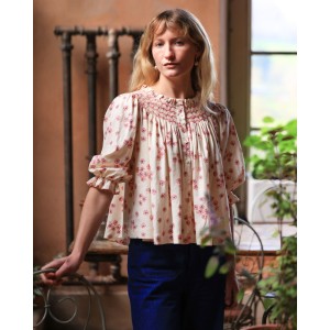 Cleopatra Blouse Painted Petals with Blush Hand Smocking Edition 38 Cleopatra Blouse Painted Petals with Blush Hand Smocking Edition 38