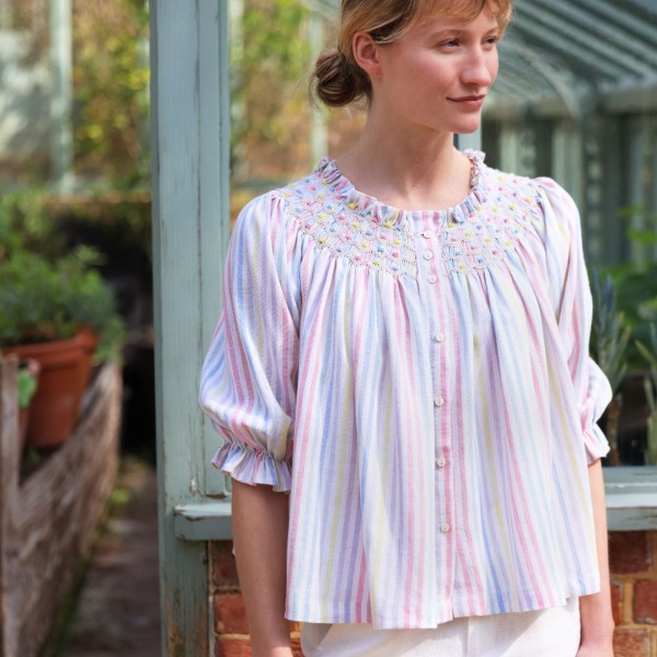 Cleopatra Blouse Pastel Rainbow with Lucky Charm Hand Smocking Edition 41 Cleopatra Blouse Pastel Rainbow with Lucky Charm Hand Smocking Edition 41