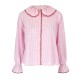 De Beauvoir Blouse Dolls House Stripe with Kiss Kiss Embroidery De Beauvoir Blouse Dolls House Stripe with Kiss Kiss Embroidery
