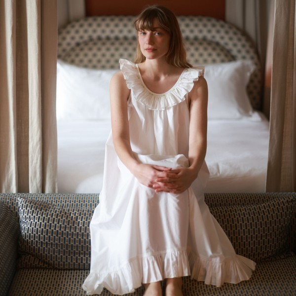 Memo Press x Smock London Women's Alice Dress Moonstone with Yellow Rose Hand Smocking Memo Press x Smock London Women's Alice Dress Moonstone with Yellow Rose Hand Smocking