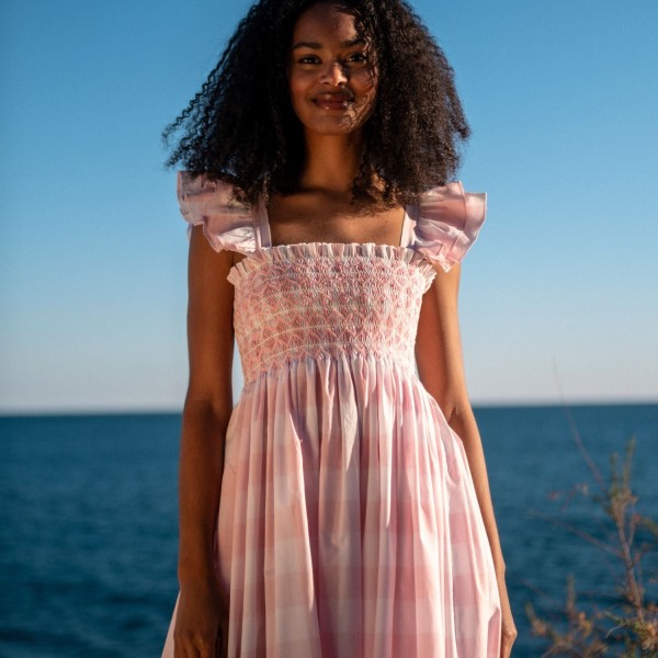 Rachel Carson Dress Candyfloss Gingham with Cocoloco hand Smocking