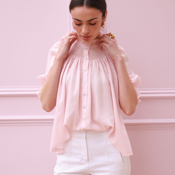 Scholl Summer Blouse Seashell Cotton Voile with Milk Hand Smocking Edition 67 Scholl Summer Blouse Seashell Cotton Voile with Milk Hand Smocking Edition 67