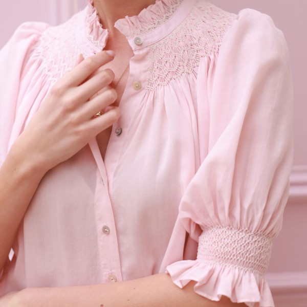 Scholl Summer Blouse Seashell Cotton Voile with Milk Hand Smocking Edition 67 Scholl Summer Blouse Seashell Cotton Voile with Milk Hand Smocking Edition 67