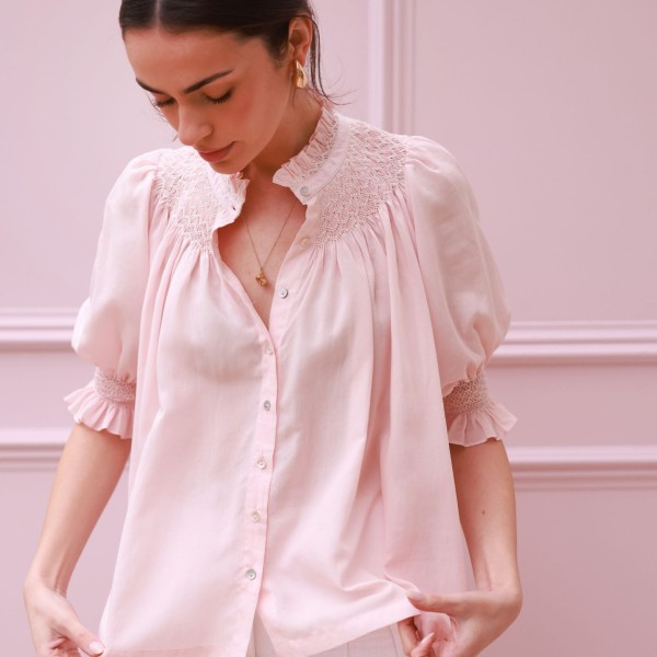 Scholl Summer Blouse Seashell Cotton Voile with Milk Hand Smocking Edition 67 Scholl Summer Blouse Seashell Cotton Voile with Milk Hand Smocking Edition 67