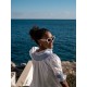 Scholl Women's Summer Blouse White with Sapphire Hand Smocking Scholl Women's Summer Blouse White with Sapphire Hand Smocking